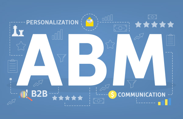 Letras ABM brancas em um fundo azul